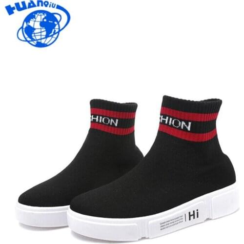 HUANQIU New Flying Woven Socks Flat Shoes Fashion Casual Sports Shoes Women Hip Hop Old Shoes Women wyq205