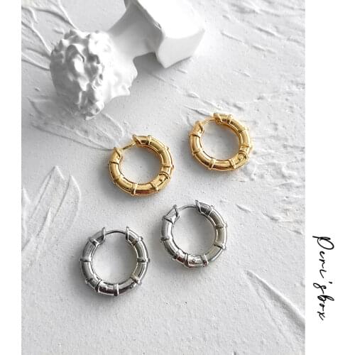 PerisBox Small Circle Bamboo Hoop Earrings Thick Simple Metal Earrings Hoops Punk Vintage Earrings For Women Christmas Gifts