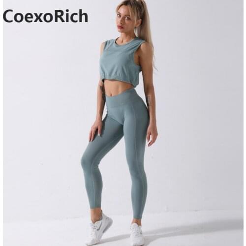 Tracksuit Women Fitness Gym Clothing Set Seamless Yoga Suit Sleeveless Sports Crop Top Tights Leggings Workout Sportswear