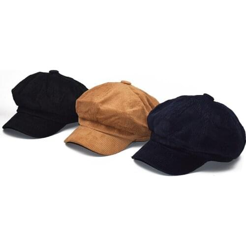 Women Corduroy Beret Autumn Winter Octagonal Cap Hats Artist Painter Newsboy Caps Beret Hats