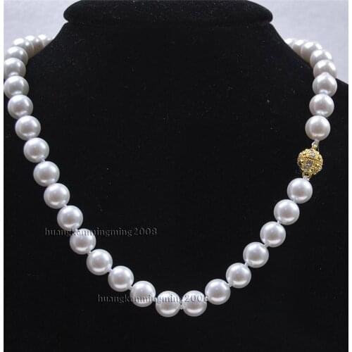 Women Gift word Love real +8mm White South Sea Shell Pearl Necklace 18'' 18KGP clasp J03 african beads indian dubai