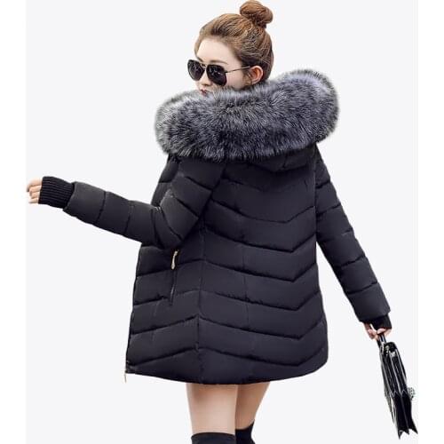 Winter jacket for women 2019 new X-Long fur collar thick quilted cotton warmer size 3XL winter coat Womens Parka female jacket