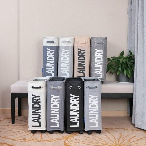 1pcs Oxford cloth hamper fabric folding laundry basket with wheels home dirty clothes organizer toy storage basket mx5151547