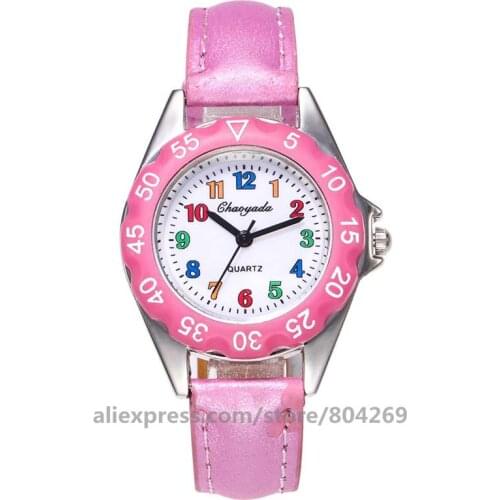 100pcs/lot Hot Fashion Students Colorful Numbers Leather Watch Ladies Kids Children Casual Dress Quartz Gift Watches
