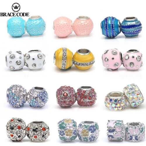 2Pcs/lot Silver Plated Beads Round kinds of Hollow Love Heart Charm Beads Fit Diy Brand Bracelets Women Jewelry