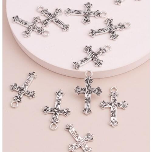 10pcs Small Geometric Leaves Cross Charms Beads for DIY Pendants Necklaces Original Bracelets Jewelry Accessories