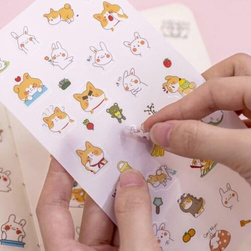 6pcs Cute Cartoon Pvc Sticker Korea Creative Stationery Diy Photo Album Scrapbooking Decoration Sticker Materials Sticker Flakes