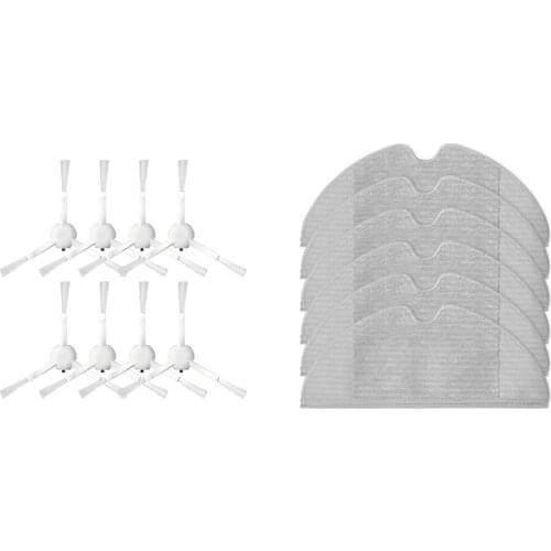 8 Pcs White Side Brush & 6 Pcs Cleaning Cloth Mop, Used To Replace the Vacuum Cleaner