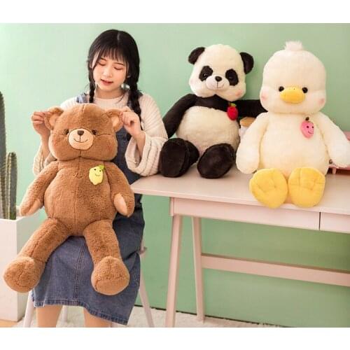 80/100CM Creative Soft Cute Duck Panda Bear Pillow Plush Toy Doll Doll Girl Children Hug Bear Baby Sleeping Doll Birthday Gift