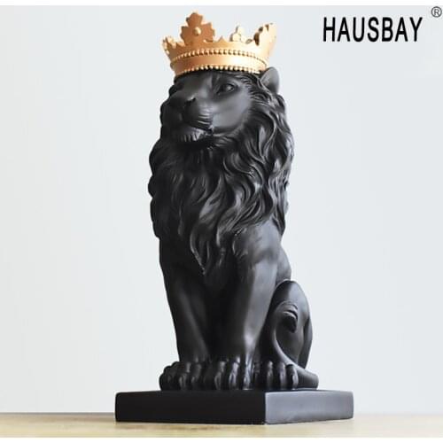 Abstract Resin Lion Sculpture Crown Lion Statue Handicraft Decorations Lion King Modle Home Decoration Accessories Gifts 05446