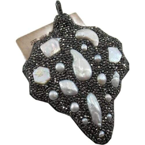 APDGG 1PC Huge Natural White Keshi Pearl Pearl CZ Pave Connector Pendant For Necklace Pendant Jewelry DIY