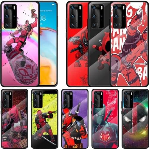 Tempered Glass Cover Marvel Deadpool Super Hero For Huawei P40 P30 P20 P10 Pro Plus Lite 5G 2019 Phone Case