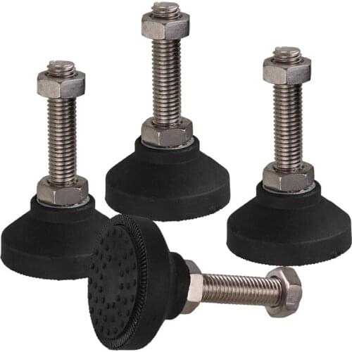 Black 50mm Dia Nylon Bass M12 x 50mm Thread Screw On Type Adjustable Levelling Feet Furniture Glide Pad Pack of 4