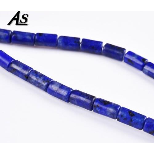 Asingeloo 6*10mm Natural Stone Lapis Lazuli Cylinder Beads for Jewelry Making Bracelets Earring