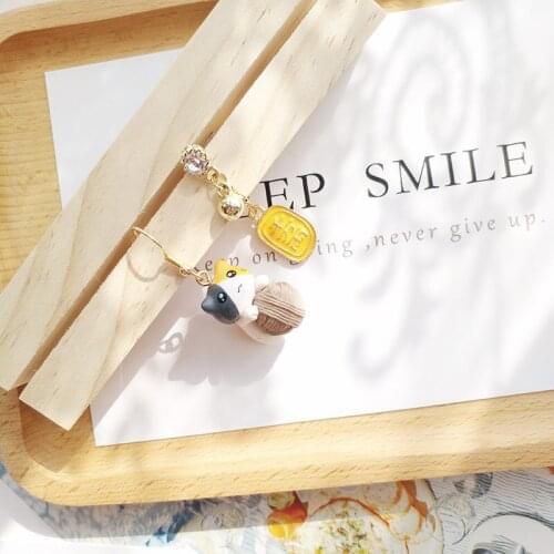 Childlike original hand-made girl earrings cartoon cat earrings cute sweet three-dimensional animal earrings for women