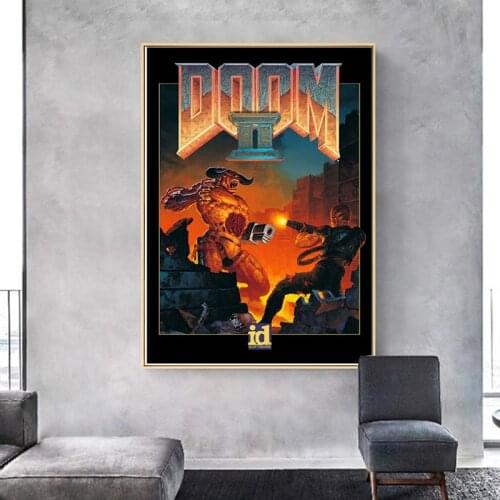 Halo Video Games The Ultimate Doom Classic Oil on Canvas Painting Wall Art Posters and Prints Wall Art Picture for Living Room