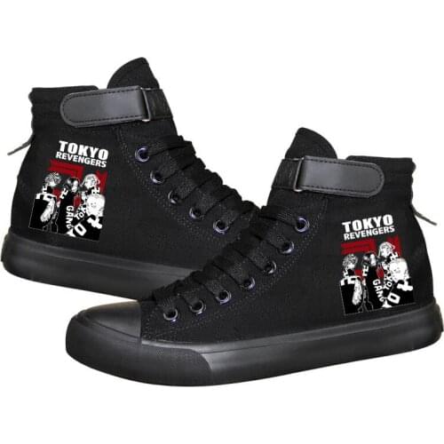Tokyo Revengers Print High-Top Canvas Shoes Black White Casual Breathable Leisure Sport Sneakers Vulcanize For Women Men 2021