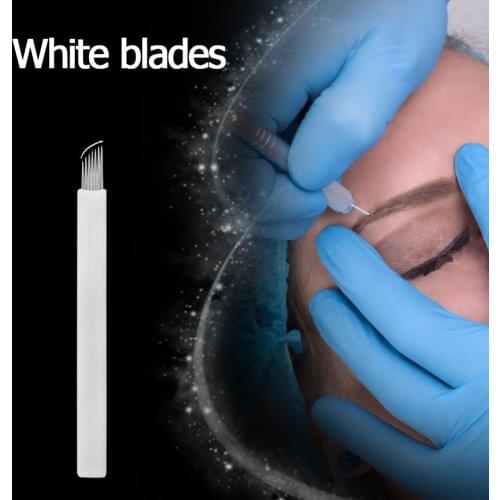 Eyebrow Tattoo Needles 100Pcs Permanent Makeup Lip Eyeliner Microblading Needles Disposable for Tattoo Manual Pen 3D Embroidery