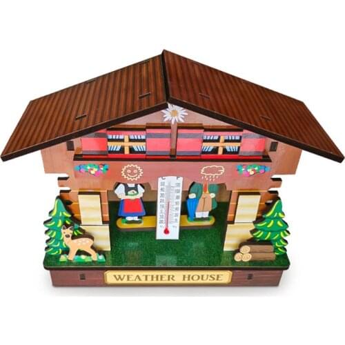 Creative Wooden House Barometer Thermometer Wall Mounted Weather Hygrometer Home Dropshipping