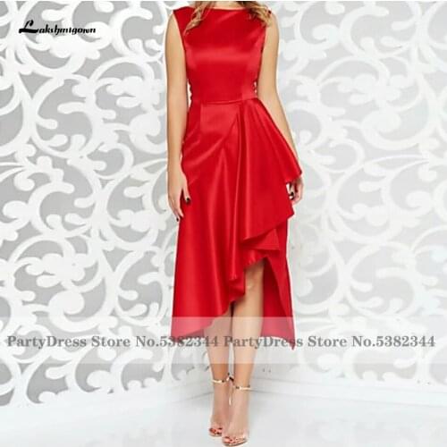 Lakshmigown Red Silky Satin Mother of the Bridal Dress 2021 Abito Mamma Sposa Sexy Women Cocktail Wedding Party Dresses