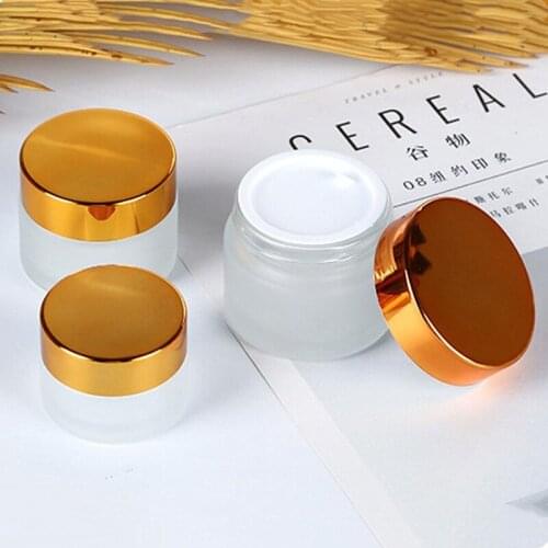 Frosted Glass Cosmetic Jar 5/10/15/20/30/50/100g Empty Cosmetic Refillable Bottles Eyeshadow Makeup Face Cream Jar Pot Container