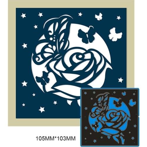 105*103mm butterfly flower square frame New Metal Cutting Dies Scrapbook paper Decoration Embossing DIY Paper Card Craft