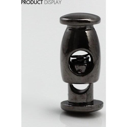 METAL Black Gun Barrel Stopper Toggle Cord Locks Drawstring Stops Sewing Button Fasteners Buttons for Garment 100piece/NK140