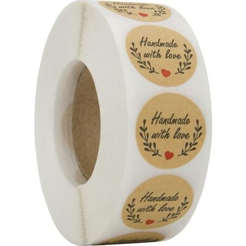 50-500pcs colorful flower handmade with love stickers 1 inch labels sticker scrapbooking for journal stationery sticker