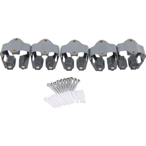 Hooks Clip Mop Broom Holder Brush Handle Tool 5Pcs/pack Garden Anger Wall Mounted Rack For Home Bathroom Mop Clip