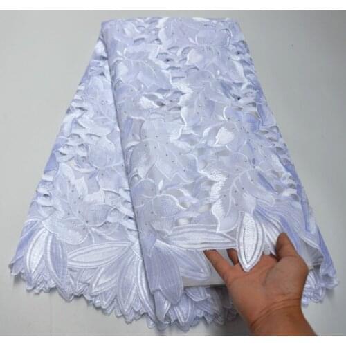 Latest design fashion hollow nigerian lace fabric high quality cotton swiss voile lace african french fabric for wedding dress
