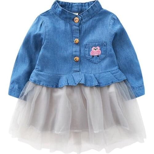 New 2018,Girl Denim dress,Spring Autumn,girls denim coat,kids Clothes,baby girl Jeans Jacket princess dress,For 2-7T Outerwear