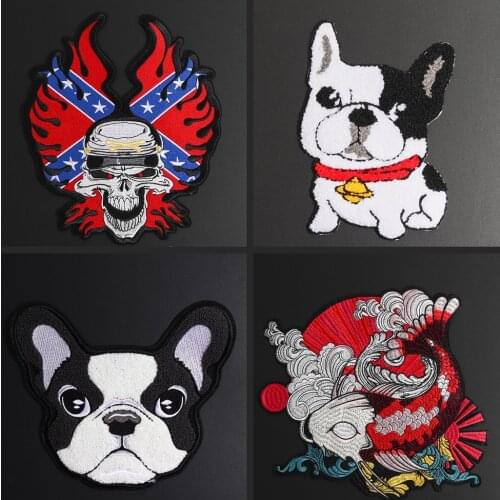 Garment large patches Skeleton devil sticker coat Leather jacket punk style large Badge Bulldog hairballs patch