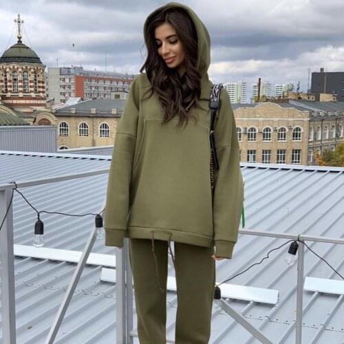 2020 Autumn Womens Two Piece Set Outfits Tracksuit Oversized Hoodie And Pants Casual Sportswear Winter 2 Piece Woman Set