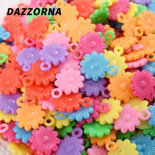 30Pcs/lot Multicolor Acrylic Pendant Flower Shaped Small Pendant for Diy Jewelry Making Crafts Accessories Mixed Colors