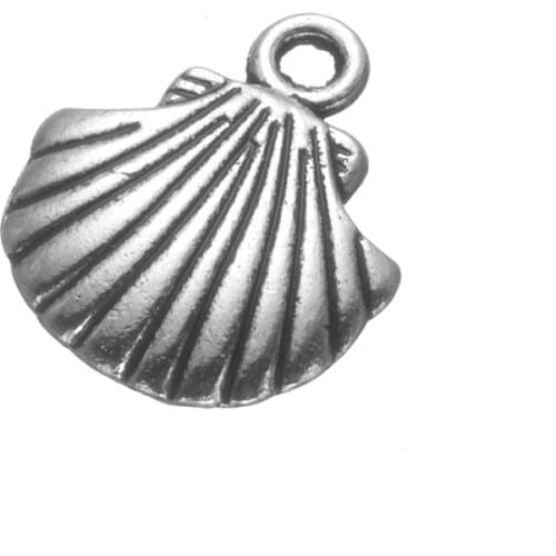 30pcs/lot 15*18mm Fashion Shell Shape Charms Pendant Ancient Silver Plated Jewelry for Necklace Bracelet DIY Making Findings