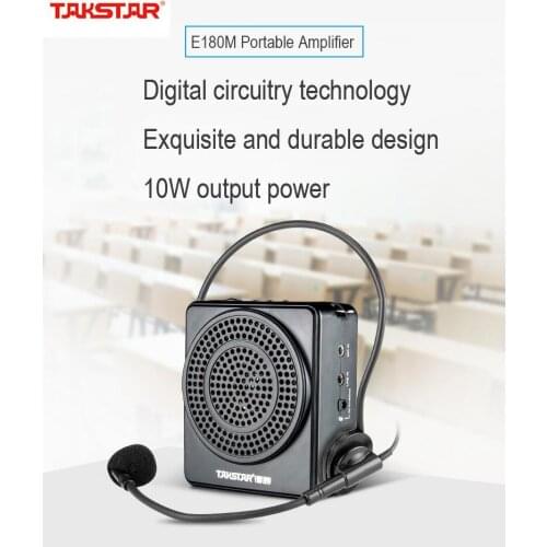 TAKSTAR E180M Portable Voice Amplifier Loudspeaker Megaphone with wired Microphone AUX audio play of USB TF card for Teaching