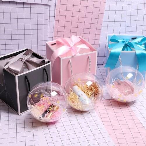 Transparent ball gift box Bow Ribbon lipstick perfume box candy plastic packaging Коробка для подарков картон conos papel boda