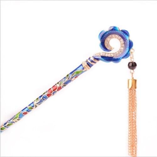 Retro Boutique Cloisonne Lady Hair Sticks Hairpin girls fashion beauty accessories for women hair clips pin headdress ornaments