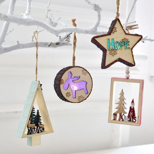 Christmas Decorations Small Ornaments Wooden Triangle Hollow Creative Pendant Christmas Childrens Study Gift Ornaments