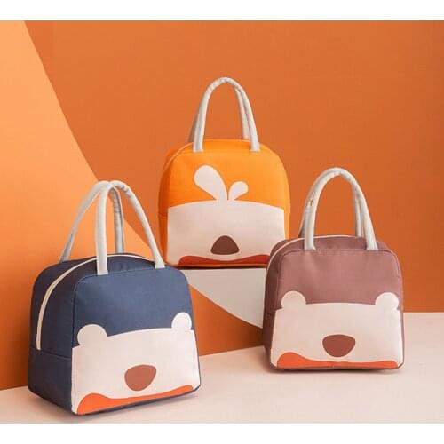 Cartoon Canvas Lunch Bags Portable Insulated Thermal Cooler Bento Lunch Box Tote Convenient Picnic Storage Bag Pouch