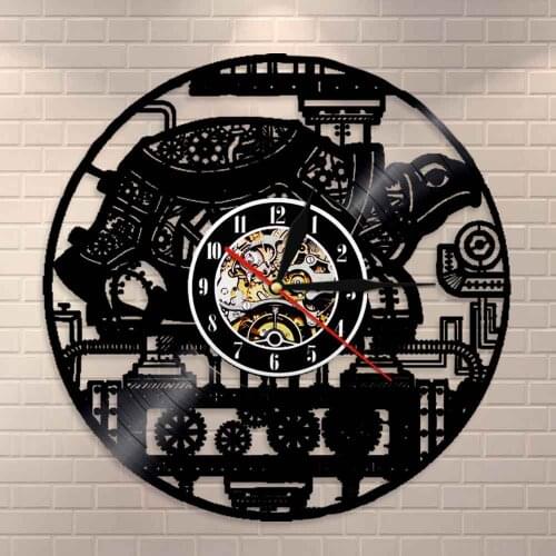 Steampunk Sea Turtle Vintage Steampunk Turtle Wall Clock Ornament Gear Cogs Vinyl Record Clock Animal Lovers Decorative Clock