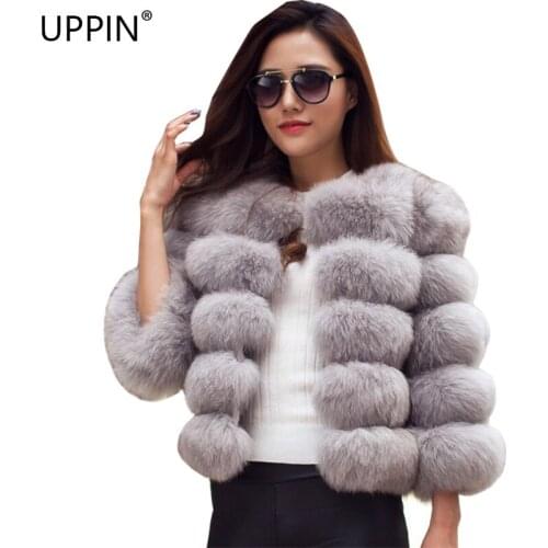 UPPIN Big Size Coats Women 2018 Winter New Fashion Pink Faux Fur Coat Elegant Thick Warm Outerwear Fake Fur Jacket Chaquetas