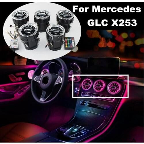 LED Air Outlet For Mercedes Benz GLC X253 2015-2019 Interior Front Console Air Condition AC Vent Outlet Turbo Style Replace