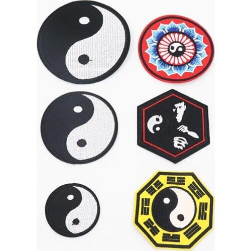 Chinese Kung Fu Tai Chi Patches for Clothing Iron on Bruce Lee Embroidered Patches Badges for Stripe Appliques Jeans Stickers