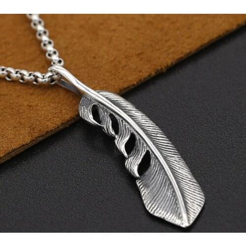 S925 Sterling Silver Jewelry Vintage Retro Thai Silver Takahashi Handmade Simple Classic Eagle Feather Male And Female Pendants