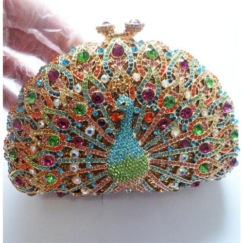 21 Colors Peacock Shape Rhinestone Clutch Purse Diamond Evening Bags Fashion Women Party Prom Clutches Handbag Small Phone Case