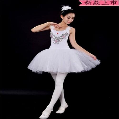 Lady Ballet Dancing Dress Adult Ballet Swan Lake Ballet Veil Girls Stage Performance Suit White Fleabane Performs Uniform B-5639