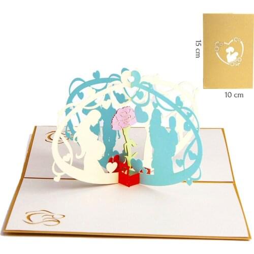 3D Laser Cut 10*15cm Gold Cover Handmade Mom Baby Kids Paper Greeting Cards PostCard Thanksgiving Mothers Day Gift Souvenir