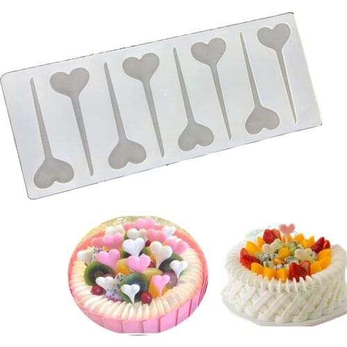 3D Love Heart Shaped Wedding Cake Toppers Chocolate Cookie Silicone Mold Stencil Candy Fondant Decoration Baking Tools