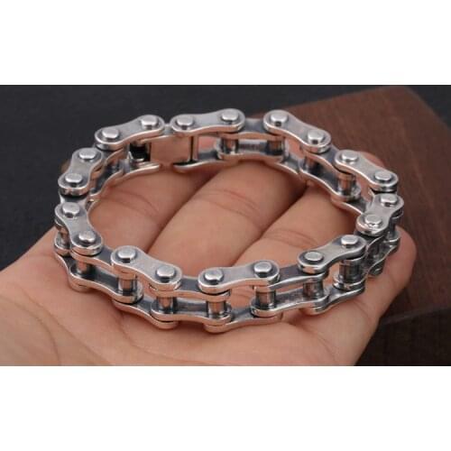 45g-78g 925 Sterling Silver Biker Bicycle chain bangle Bracelet mens gift jewelry 20cm A4611